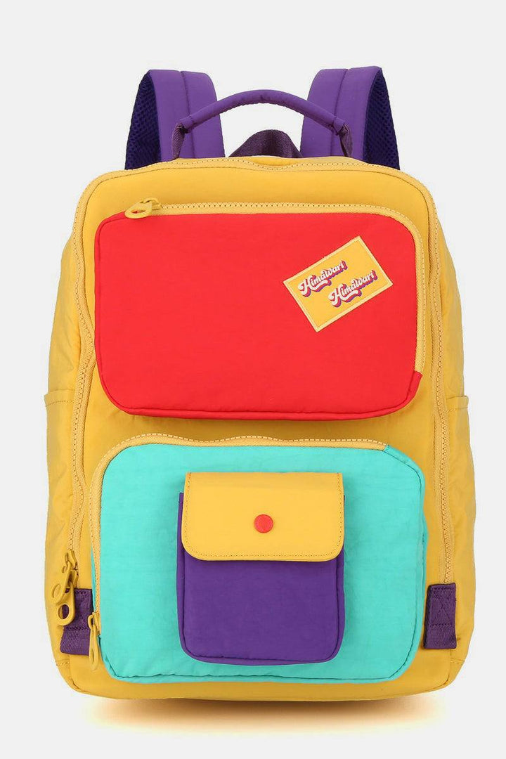 Himawari Contrast Nylon Backpack Bag with HandlesThe contrast nylon backpack bag with handles offers a stylish and versatile option for on-the-go individuals. With its convenient handles, this backpack can easily bBackpackHimawari Contrast Nylon Backpack