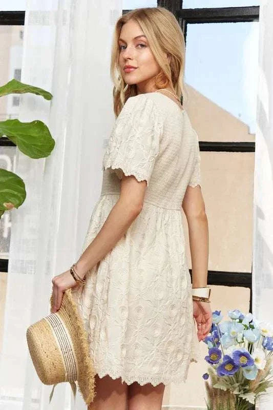 ADORA Rround Neck Crinkle Babydoll DressThe round neck crinkle babydoll dress is a charming and feminine option for any day. Its relaxed silhouette and crinkled texture add a playful touch to your outfit. ADORA Rround Neck