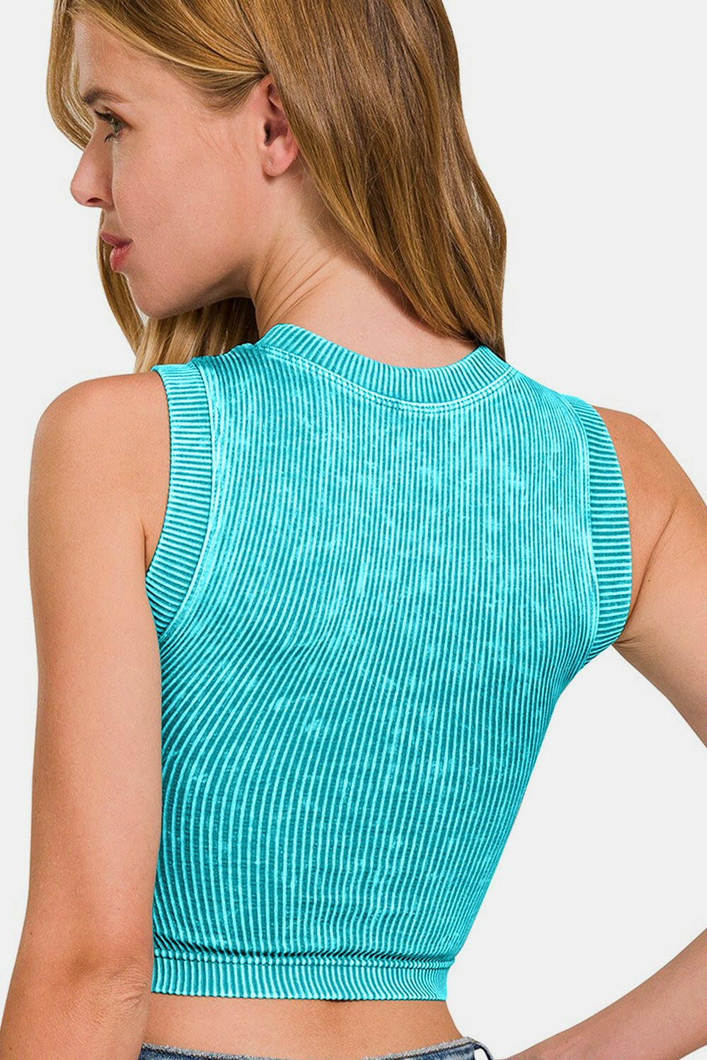 Washed Rib Cropped Tank TopKeep your style and comfort on point in the all-purpose Washed Rib Cropped Tank. With its ribbed texture for added flair and seamless design for a sleek fit, this toTank TopsWashed Rib Cropped Tank