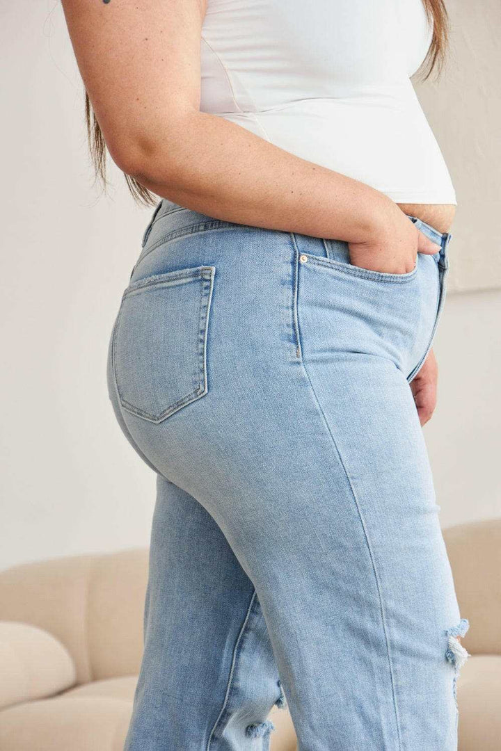 RFM Tummy Control High Waist Raw Hem Distressed JeansThe Tummy Control High Waist Raw Hem Distressed Jeans are a stylish and flattering choice for your denim collection. With tummy control technology, these jeans offerJean ShortsRFM Tummy Control