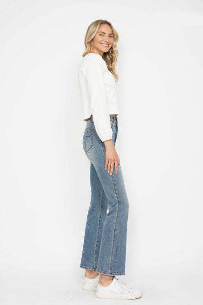 Judy Blue Tummy Control Back Embroidered Pocketed Bootcut JeansTummy Control Back Embroidered Pocketed Bootcut Jeans are a stylish and figure-flattering option for your denim collection. The tummy control feature helps smooth anBootcut JeansJudy Blue Tummy Control