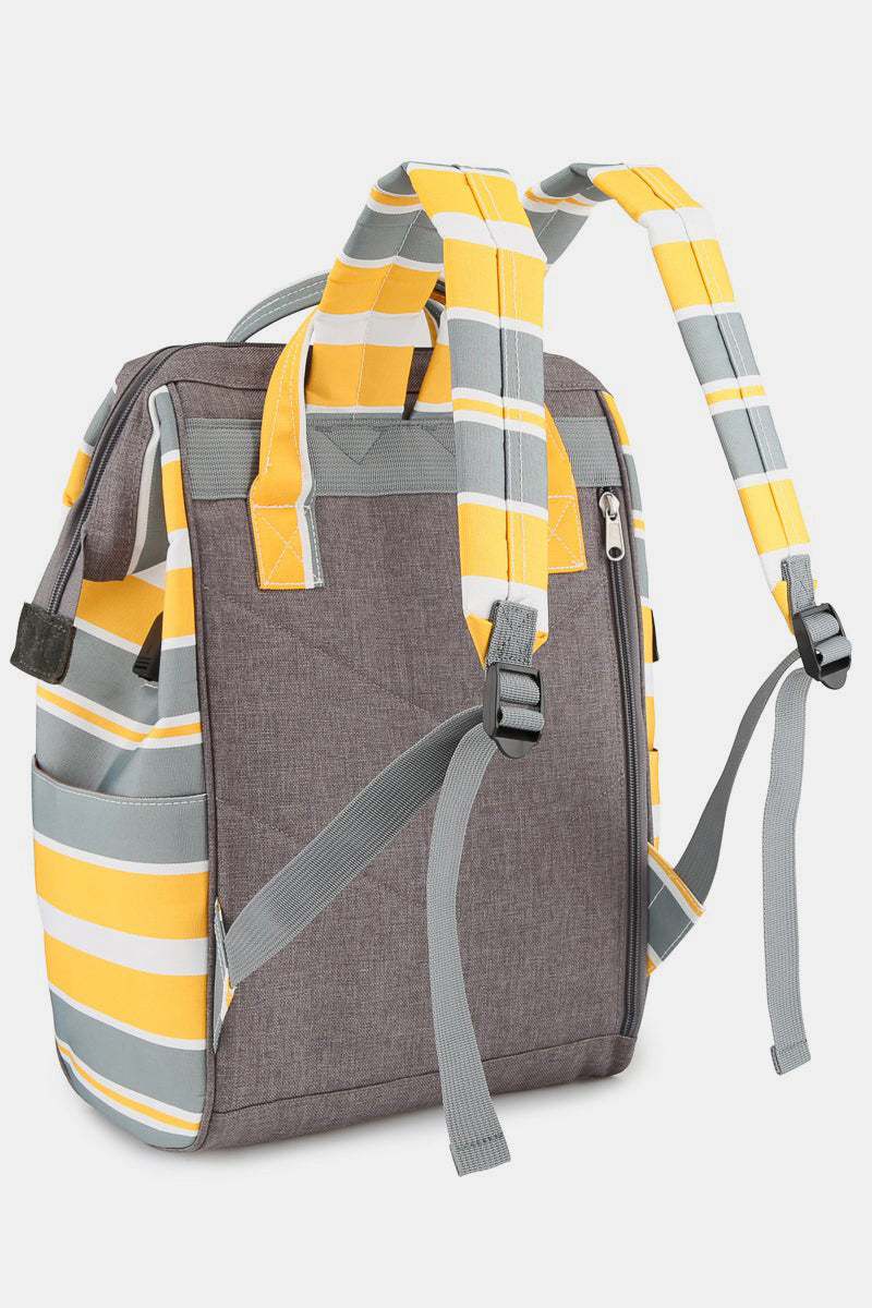 Himawari Striped Waterproof Nylon Backpack Bag with Side PocketsThe Striped Waterproof Nylon Backpack Bag with Side Pockets is a fashionable and functional accessory for any outing. Its stylish striped design adds a touch of flaiBackpackHimawari Striped Waterproof Nylon Backpack