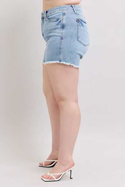Judy Blue Tummy Control Raw Hem Denim ShortsThe tummy control raw hem denim shorts are designed to provide a slimming effect around the waist area while also featuring a trendy raw hem finish at the bottom. ThJean ShortsJudy Blue Tummy Control