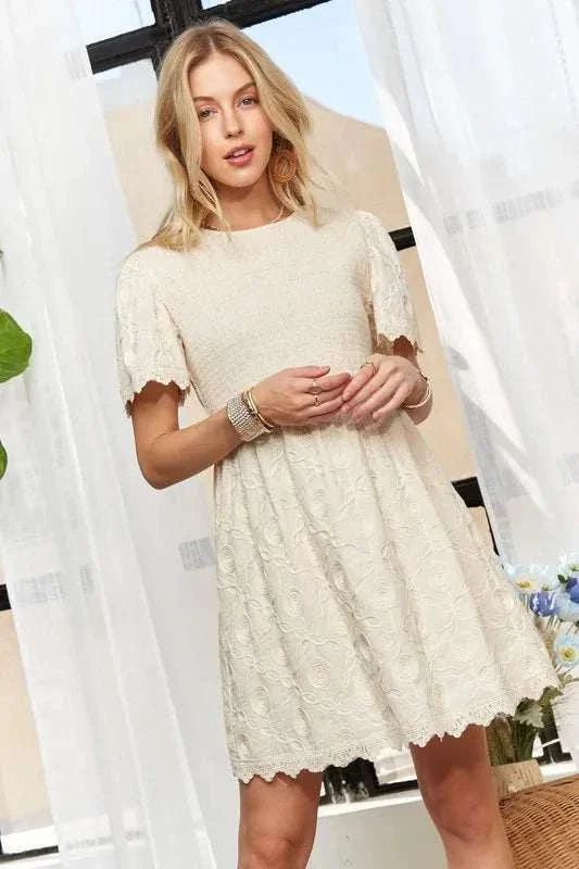 ADORA Rround Neck Crinkle Babydoll DressThe round neck crinkle babydoll dress is a charming and feminine option for any day. Its relaxed silhouette and crinkled texture add a playful touch to your outfit. ADORA Rround Neck