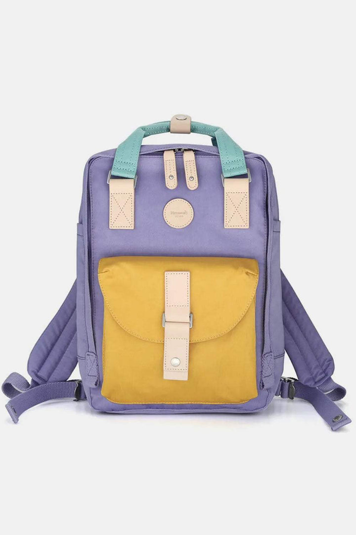 Himawari Contrast Waterproof Canvas Backpack Bag with Round LabelThis contrasting waterproof rucksack with a circular label offers a unique fashion appeal. The circular label adds a touch of chic personality that makes you stand oBackpackHimawari Contrast Waterproof