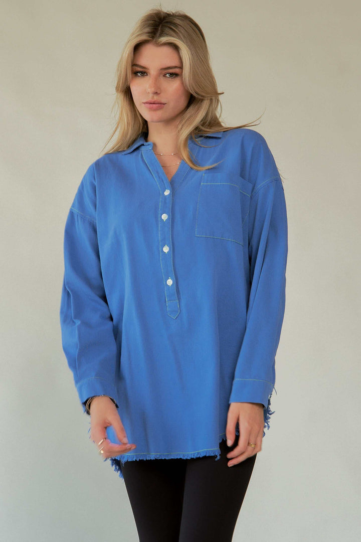 Amor Oversized ShirtLove in every stitch. This oversized 100% cotton button-up shirt features a bold "AMOR" appliqué across the back in plush lettering, adding a playful statement to yoButton-Up ShirtsAmor Oversized Shirt