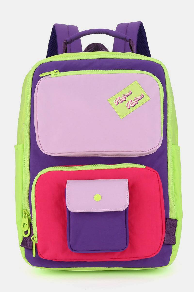 Himawari Contrast Nylon Backpack Bag with HandlesThe contrast nylon backpack bag with handles offers a stylish and versatile option for on-the-go individuals. With its convenient handles, this backpack can easily bBackpackHimawari Contrast Nylon Backpack