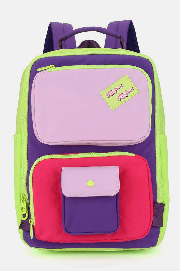 Himawari Contrast Nylon Backpack Bag with HandlesThe contrast nylon backpack bag with handles offers a stylish and versatile option for on-the-go individuals. With its convenient handles, this backpack can easily bBackpackHimawari Contrast Nylon Backpack