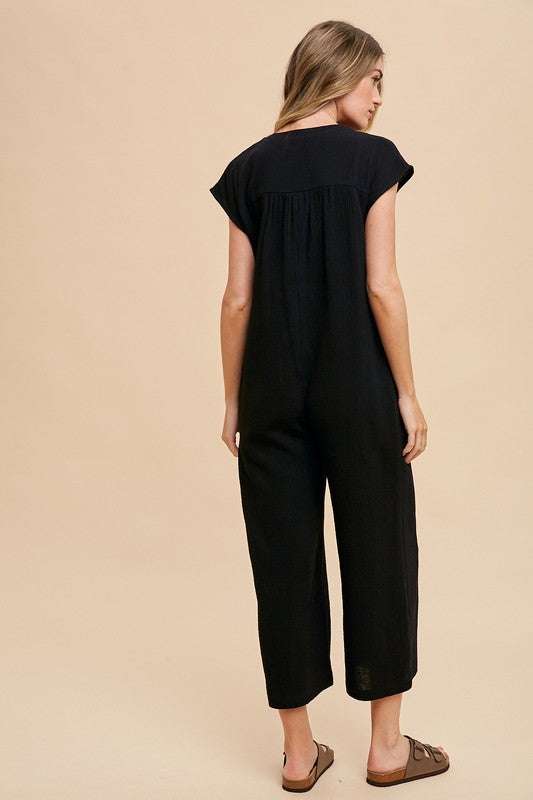 Cotton Wide Leg JumpsuitThe Cotton Wide Leg Jumpsuit with Pockets is a stylish and versatile garment that offers both comfort and chic style. This jumpsuit features button detailing that adJumpsuitsCotton Wide Leg Jumpsuit