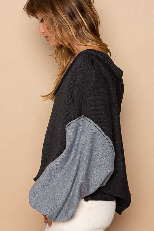 Cotton Color Block Lantern Sleeve SweaterThe 100% cotton Color Block Lantern Sleeve Sweater is a contemporary and chic fashion piece that combines trendy design elements. Featuring exposed seams and color-bSweatersCotton Color Block