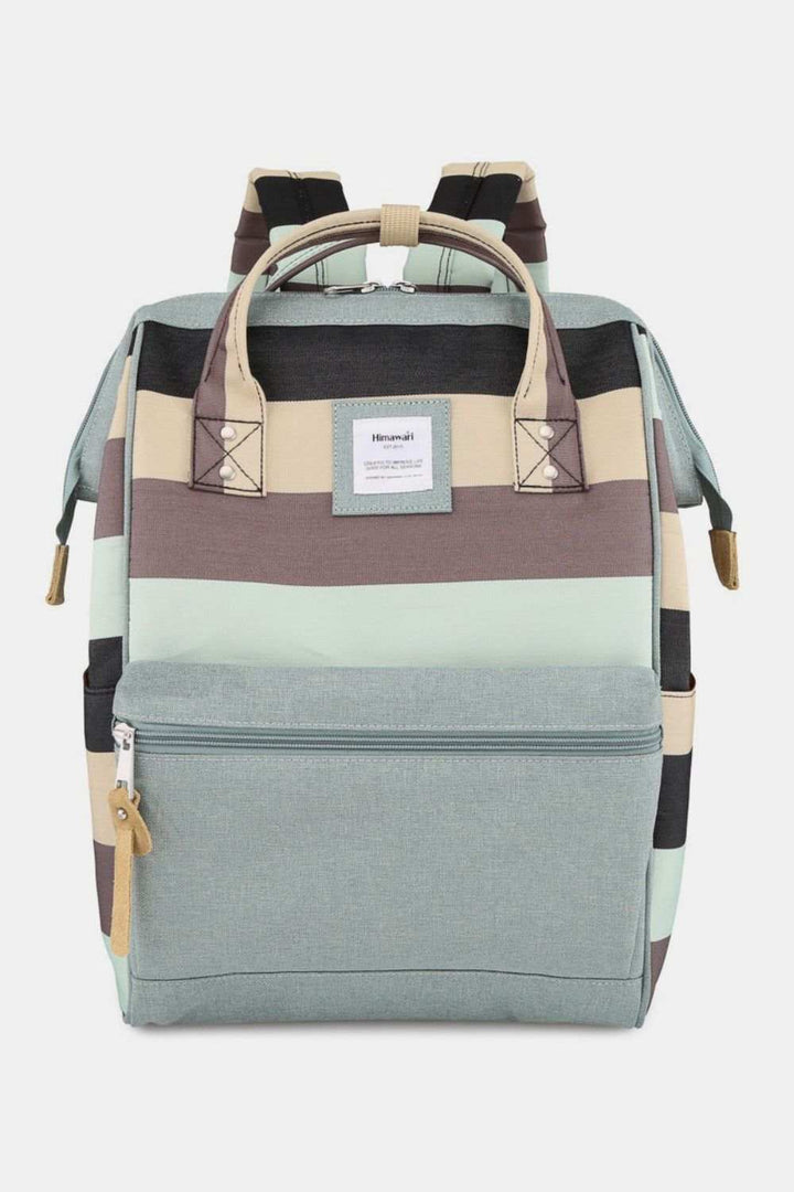 Himawari Striped Waterproof Nylon Backpack Bag with Side PocketsThe Striped Waterproof Nylon Backpack Bag with Side Pockets is a fashionable and functional accessory for any outing. Its stylish striped design adds a touch of flaiBackpackHimawari Striped Waterproof Nylon Backpack
