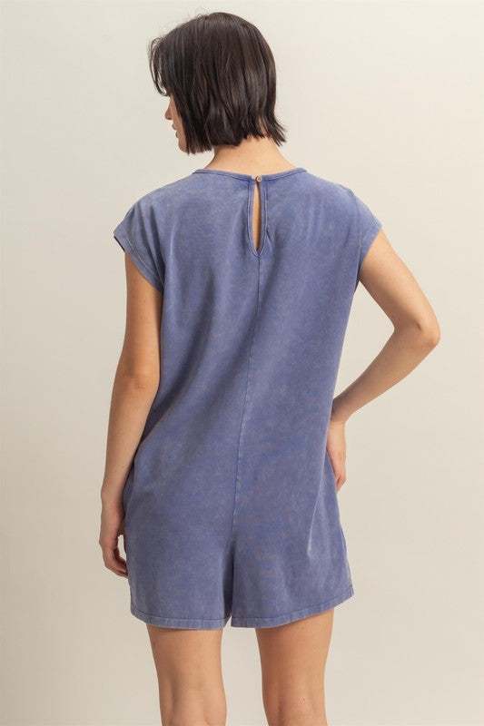Relaxed Fit Breezy RomperThe Round Neck Cap Sleeve Relaxed Fit Breezy Romper is a stylish and comfortable one-piece outfit perfect for warm weather. Featuring a round neck and cap sleeves, tRompersRelaxed Fit Breezy Romper