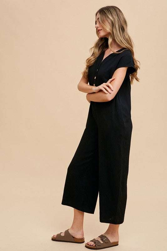 Cotton Wide Leg JumpsuitThe Cotton Wide Leg Jumpsuit with Pockets is a stylish and versatile garment that offers both comfort and chic style. This jumpsuit features button detailing that adJumpsuitsCotton Wide Leg Jumpsuit
