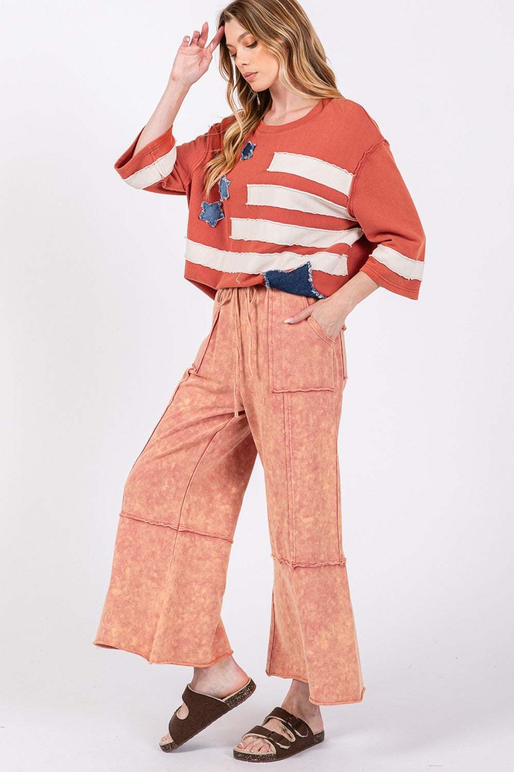 Cotton Mineral Washed Terry Wide Leg PantsThe 100% cotton mineral washed terry knit pants are the epitome of comfort and style! Made from soft and cozy terry knit fabric, they feature a unique mineral-washedPantsCotton Mineral Washed