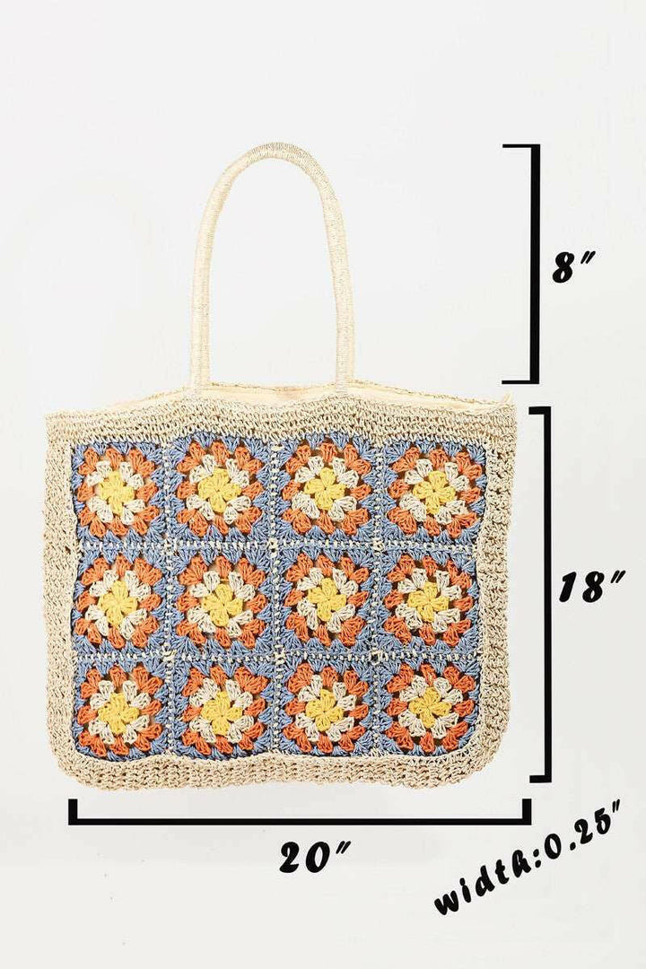 Granny Square Tote BagThe Granny Square Tote Bag is a delightful and stylish accessory that adds a touch of bohemian flair to any outfit. Its intricate braided detailing and floral embellTote BagsGranny Square Tote Bag