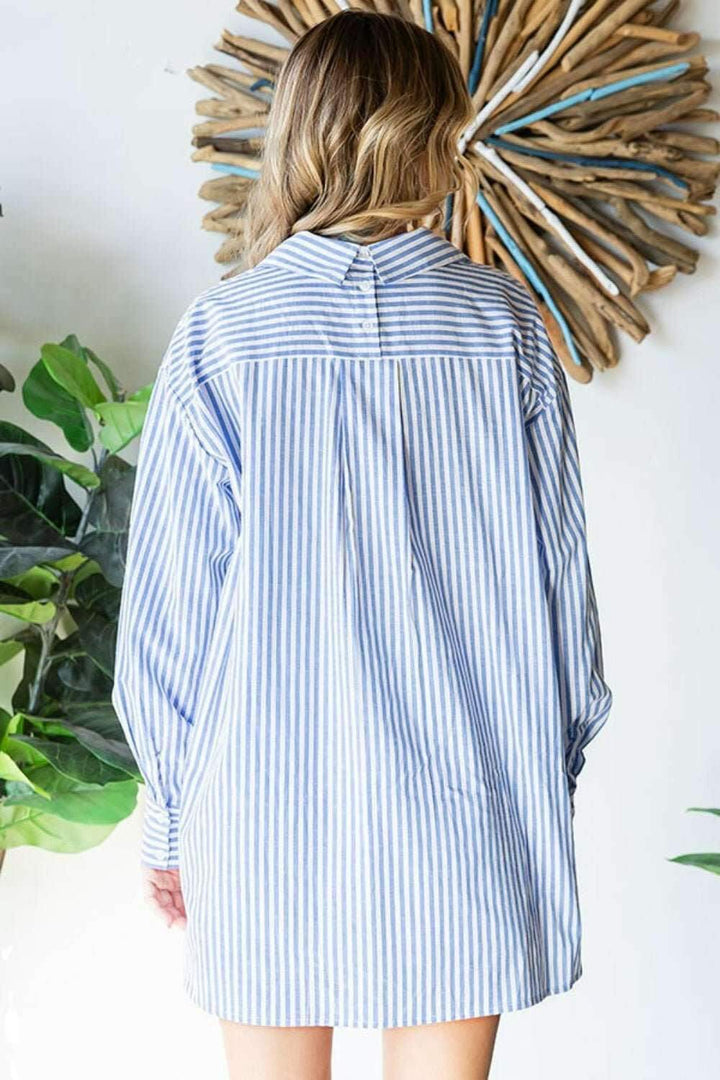 Striped Oversized Button Down ShirtThis 100% cotton Striped Oversized Button Down Shirt is a versatile and stylish piece that will elevate your wardrobe. The classic striped pattern adds a timeless toButton-Up ShirtsStriped Oversized Button