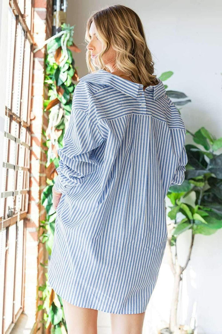 Striped Oversized Button Down ShirtThis 100% cotton Striped Oversized Button Down Shirt is a versatile and stylish piece that will elevate your wardrobe. The classic striped pattern adds a timeless toButton-Up ShirtsStriped Oversized Button