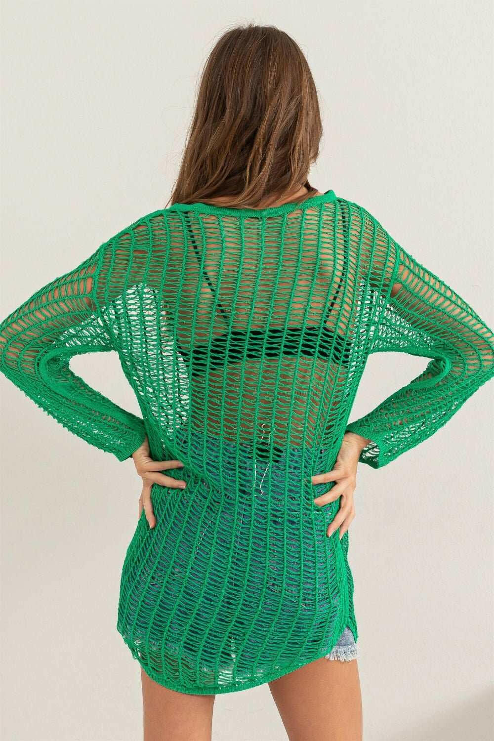 Open Weave Cover Up TopA stylish open weave cover up top is perfect for adding a touch of bohemian flair to any outfit. The intricate crochet design and long sleeves provide both style andCover UpsOpen Weave Cover Up