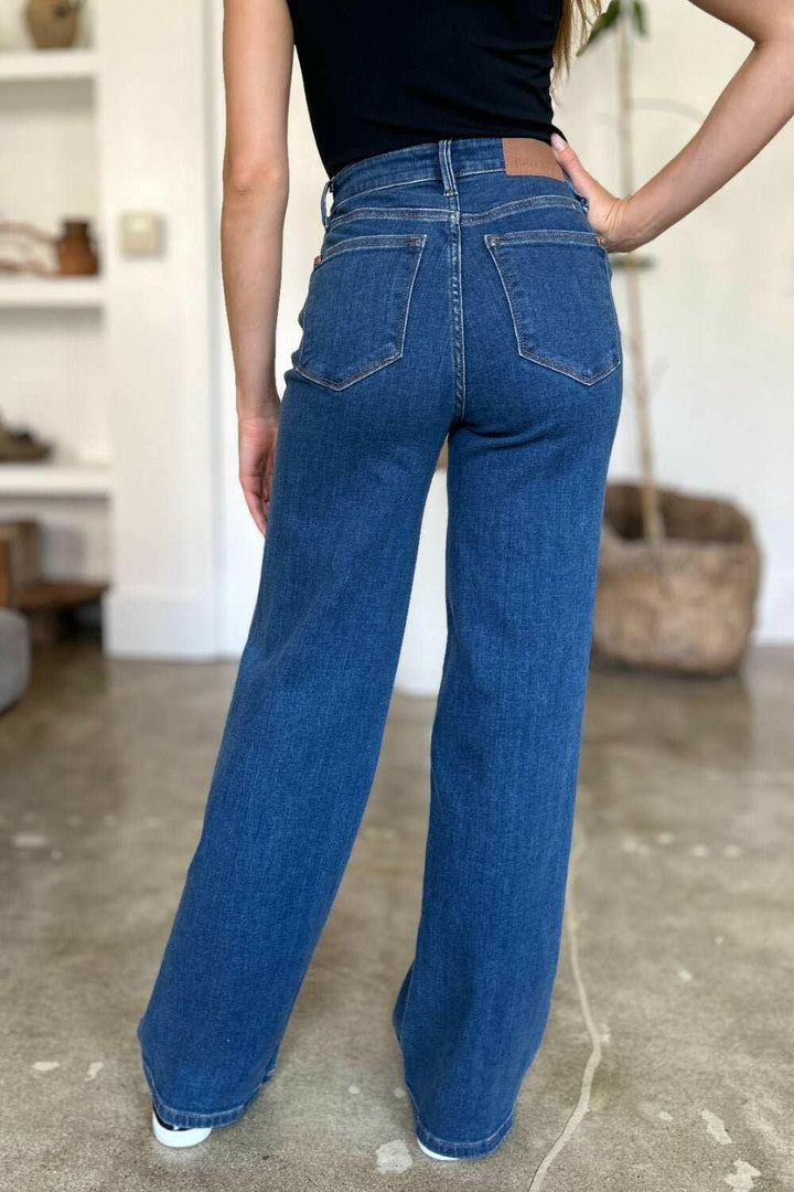 Judy Blue High Rise Straight JeansElevate your wardrobe with these versatile and flattering high rise straight jeans. The high rise fit elongates your legs and accentuates your waist for a timeless, Straight Leg JeansJudy Blue High Rise