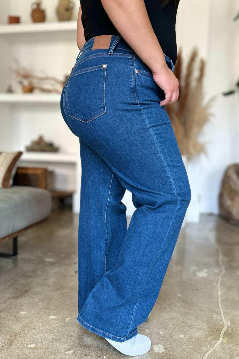 Judy Blue High Rise Straight JeansElevate your wardrobe with these versatile and flattering high rise straight jeans. The high rise fit elongates your legs and accentuates your waist for a timeless, Straight Leg JeansJudy Blue High Rise
