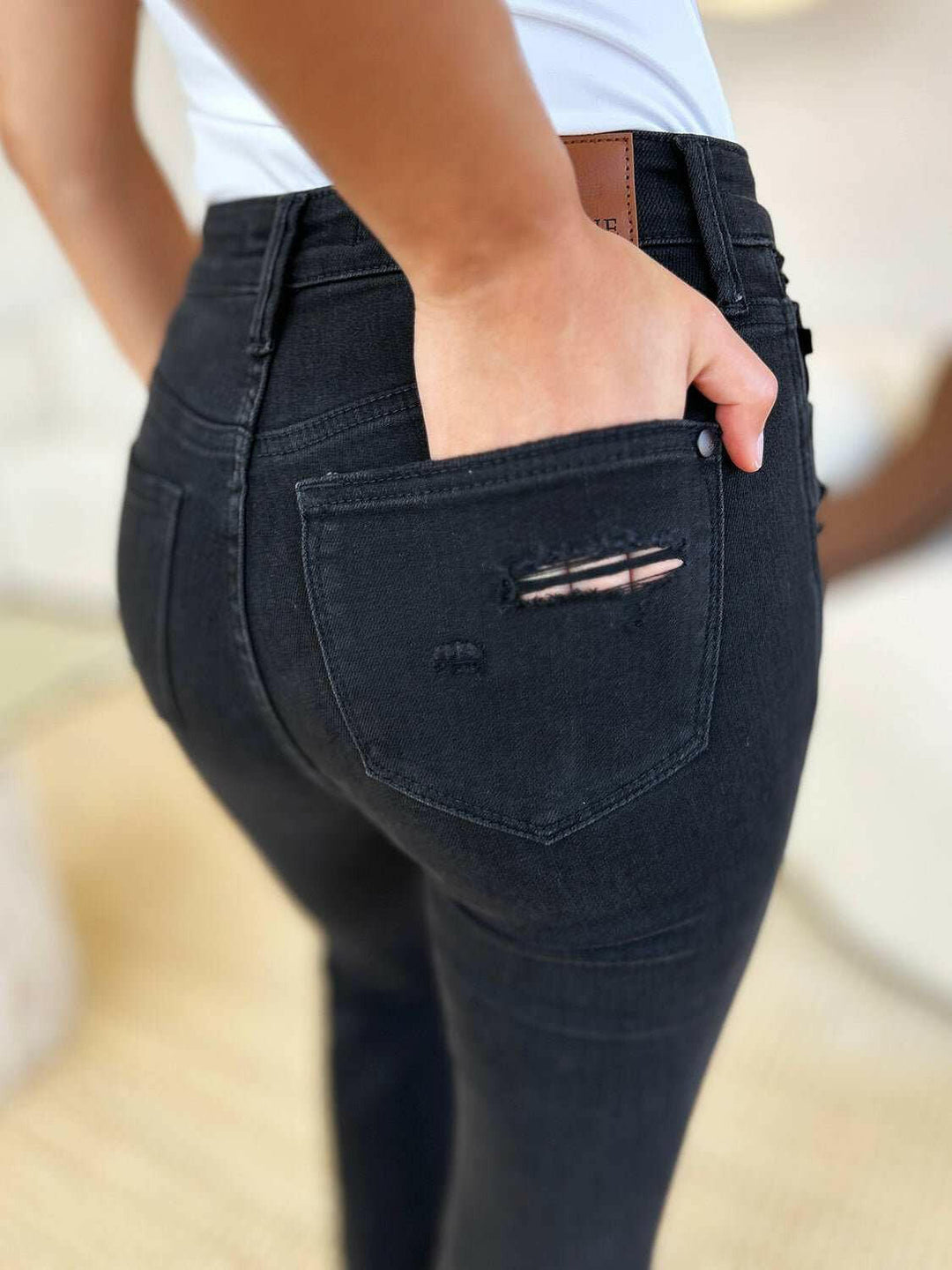 Judy Blue High Waist Distressed Flare JeansAdd a touch of retro to your look with the trendy Judy Blue High Waist Distressed Flare Jeans. The high waist design flatters your silhouette, while the distressed dFlare JeansJudy Blue High Waist